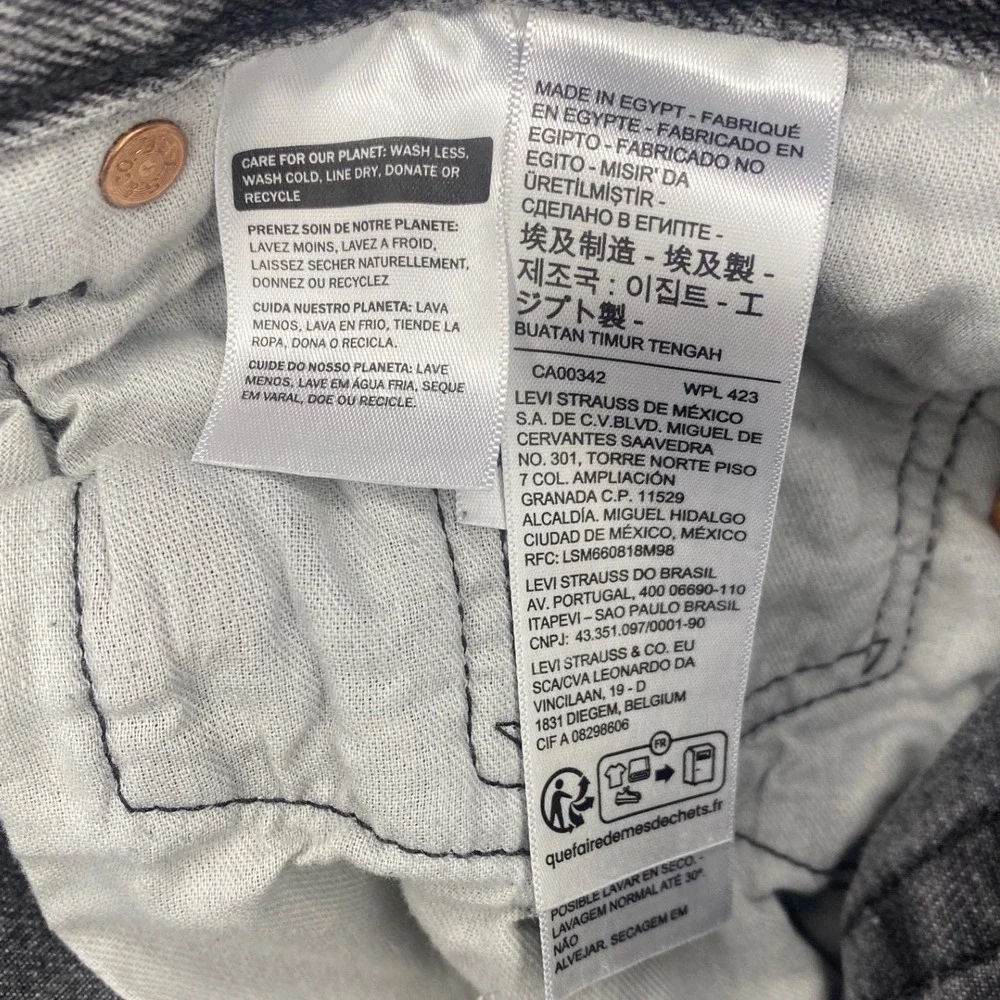 Levi's 501 Original Fit Mens 36x34 Gray‎ Acid Wash Straight Leg Jeans Button Fly